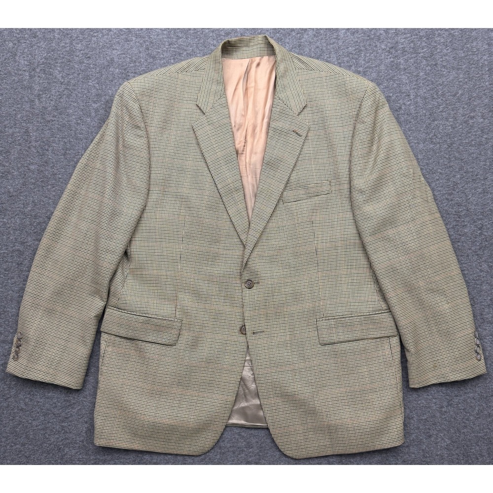 Polo University Club‎ Blazer Mens 48 R Houndstooth Wool Ralph Lauren Jacket *